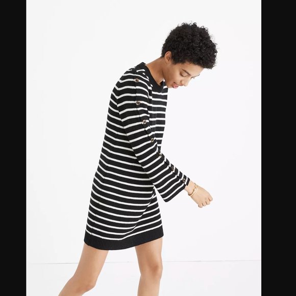 Madewell Button-Sleeve Sweater-Dress in Stripe - Picture 3 of 8